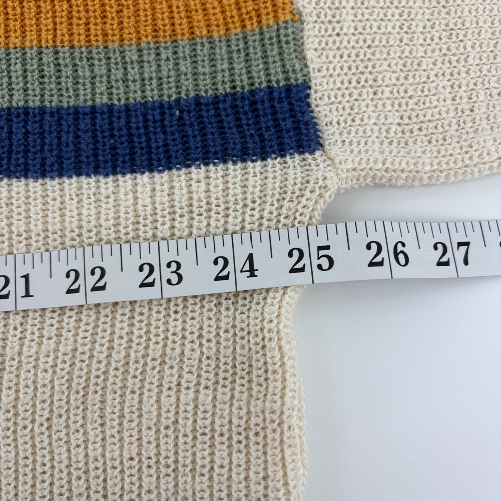 American Eagle Sweater Cream Women XL Rainbow Stripe Relaxed Crop Crewneck Boho - Picture 5 of 6